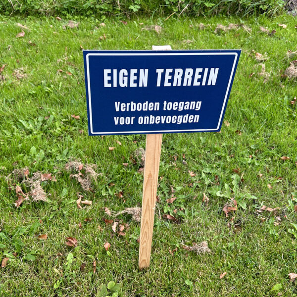 Metalen tekstbord - aluminium bord Eigen terrein