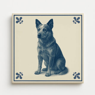 tegeltje 15x15cm Australische-veedrijvershond voorkant