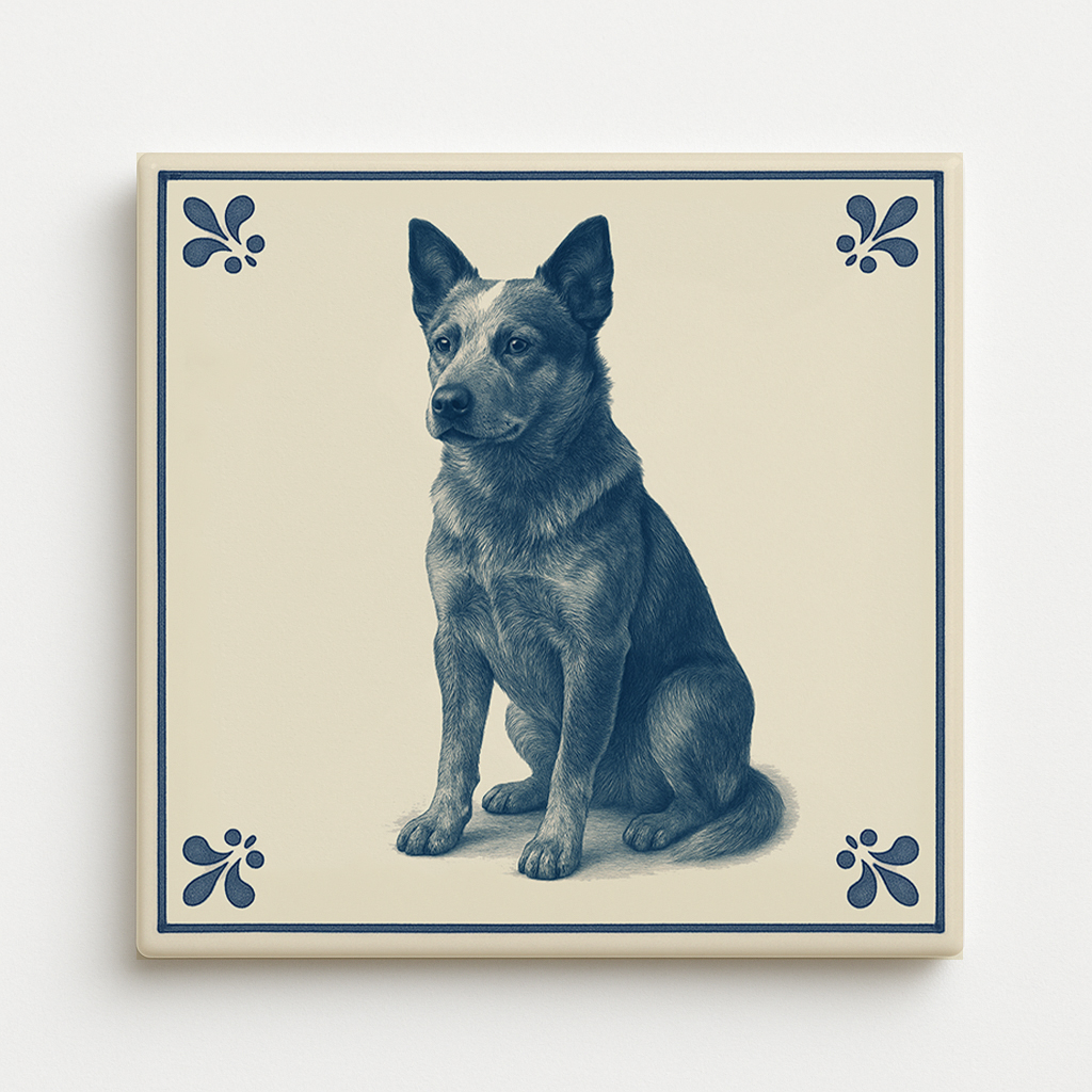 tegeltje 15x15cm Australische-veedrijvershond voorkant