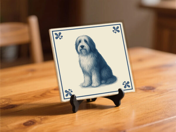 tegel_15x15_Bearded collie-tegeltje_preview_op_standaard