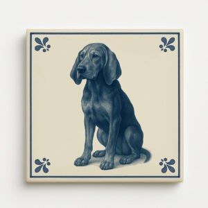 tegel_15x15_Black and tan coonhound-tegeltje_voorkant