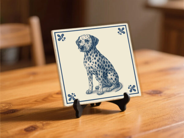 tegel_15x15_Dalmatische hond-tegeltje_preview_op_standaard