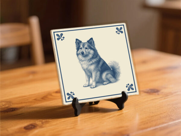tegel_15x15_Ijslandse hond-tegeltje_preview_op_standaard