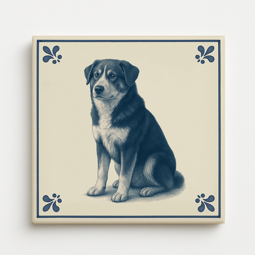 tegel_15x15_Karelische berenhond-tegeltje_voorkant