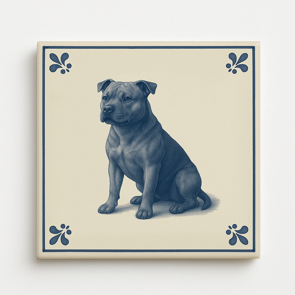 tegel_15x15_Staffordshire Buldog terrier-tegeltje_voorkant
