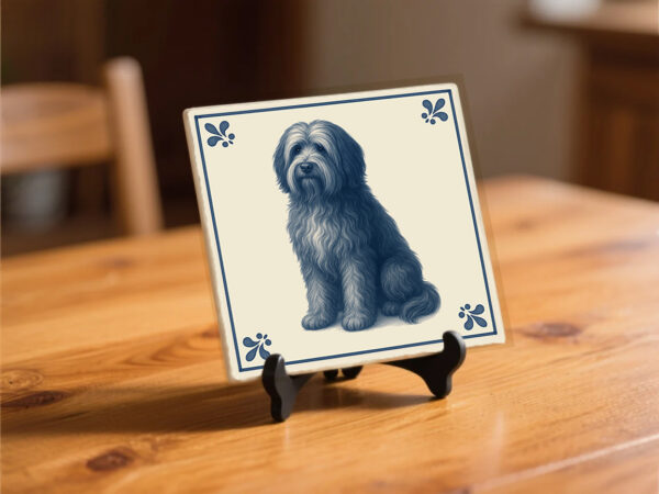 tegel_15x15_Tibetaanse terrier-tegeltje_preview_op_standaard