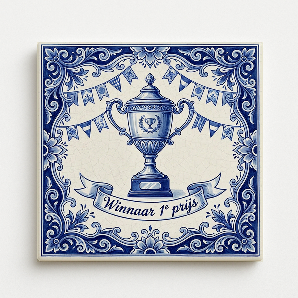 Winnaar 1e prijs tegeltje voorkant Winnaar 1e prijs tegeltje voorkant